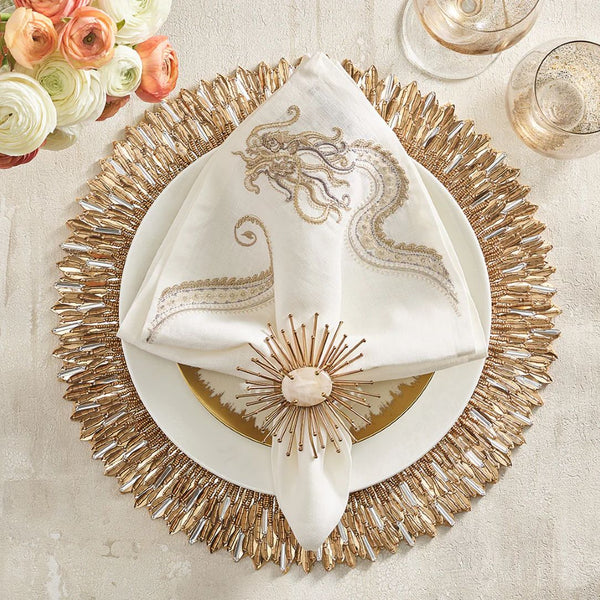 Ray Placemat in Gold & Crystal by Kim Seybert | Set of 2