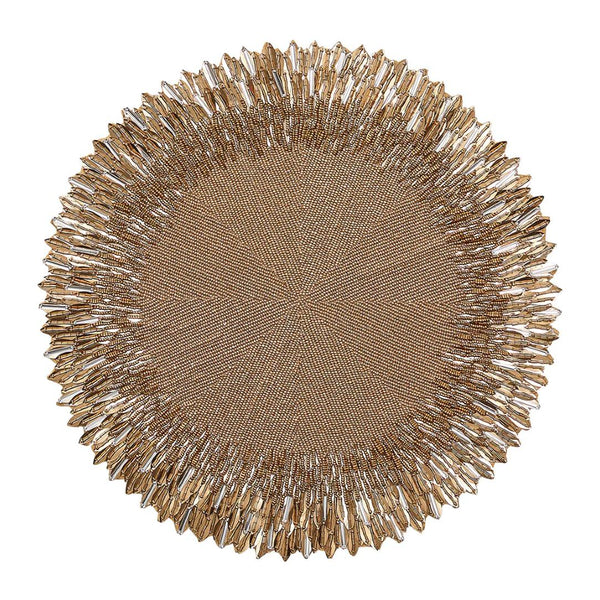 Ray Placemat in Gold & Crystal by Kim Seybert | Set of 2
