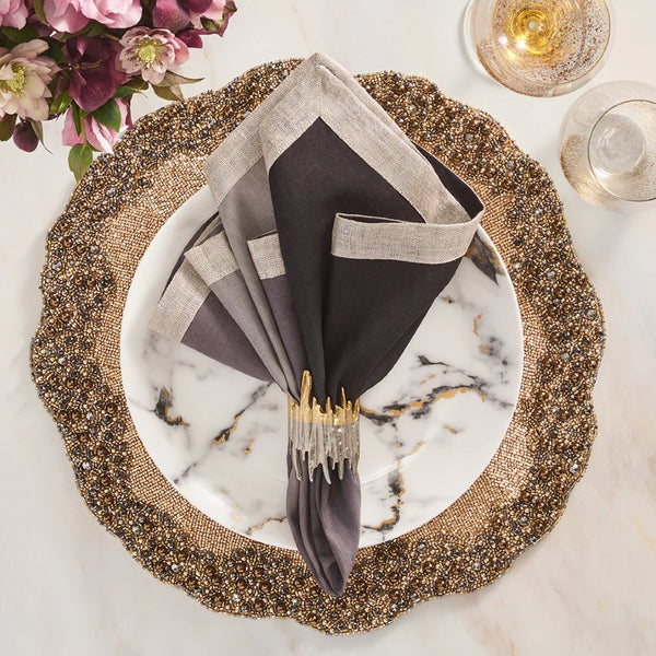 Enigma Placemat in Gold & Gunmetal by Kim Seybert | Set of 2