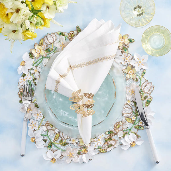 Butterfly Garden Napkin Ring in Gold & Silver | Set of 4