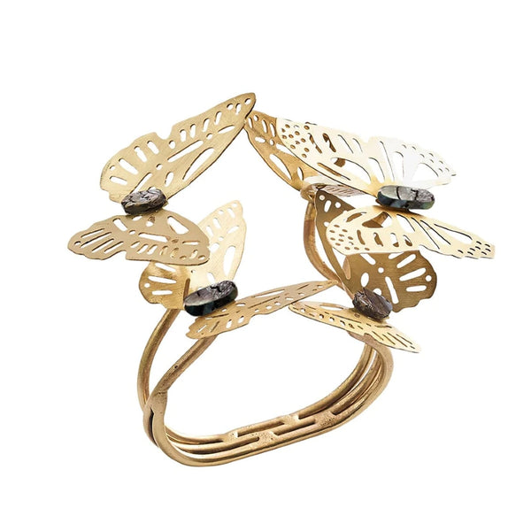 Butterfly Garden Napkin Ring in Gold & Silver | Set of 4