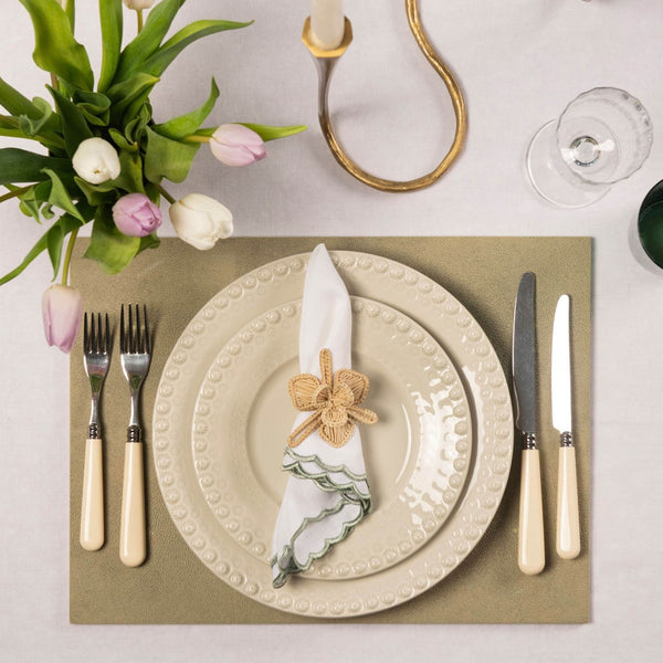 Amiramour Grand Placemat Faux Shagreen Natural by Posh Trading Company