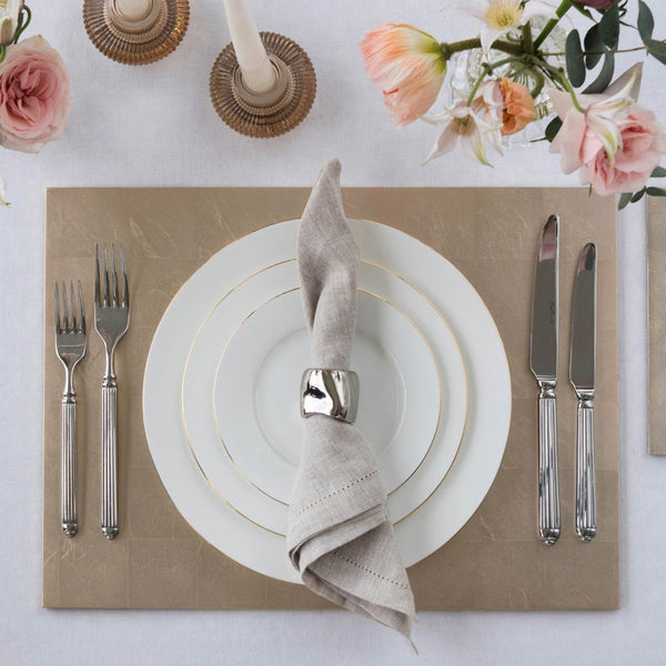 Amiramour Grand Placemat Silver Leaf Matte in Champagne by Posh Trading Company