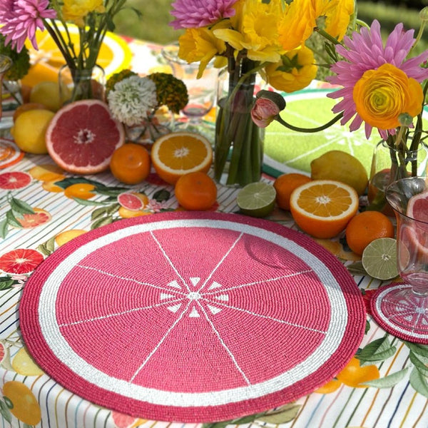 'Grapefruit' Hand Beaded Placemats by Von Gern Home - Set of 4
