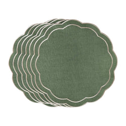 ‘Green Petali’ Embroidered Placemats by Roseberry Home- Set of 6