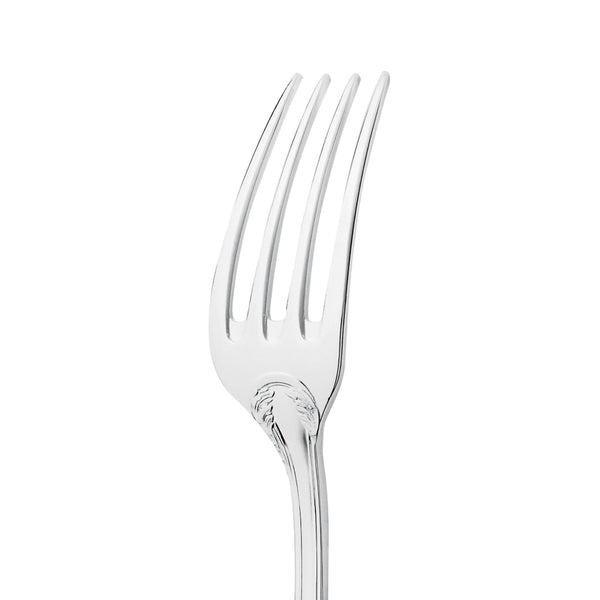 Individual Salad Fork Lauriers Silver Plated close-up on its tines.