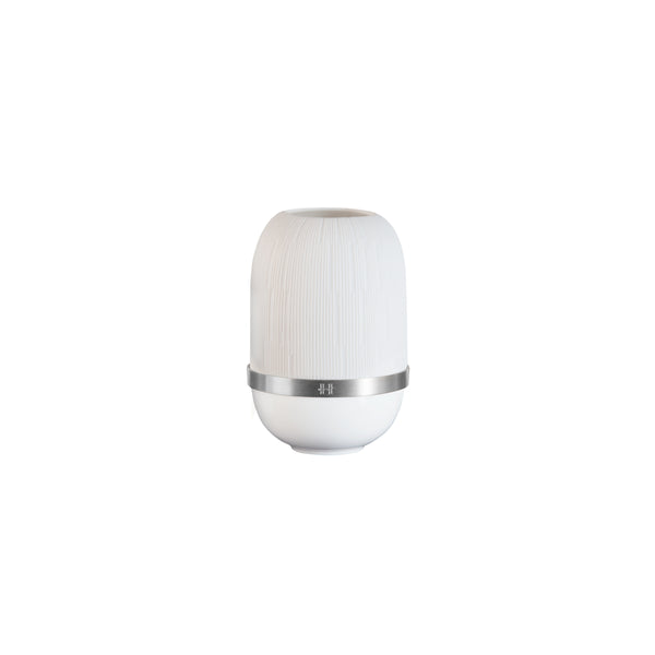 Small Candle Holder in White with Silver Band - Infini White