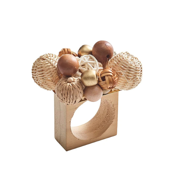 Java Napkin Ring in Natural and Brown by Kim Seybert | Set of 4