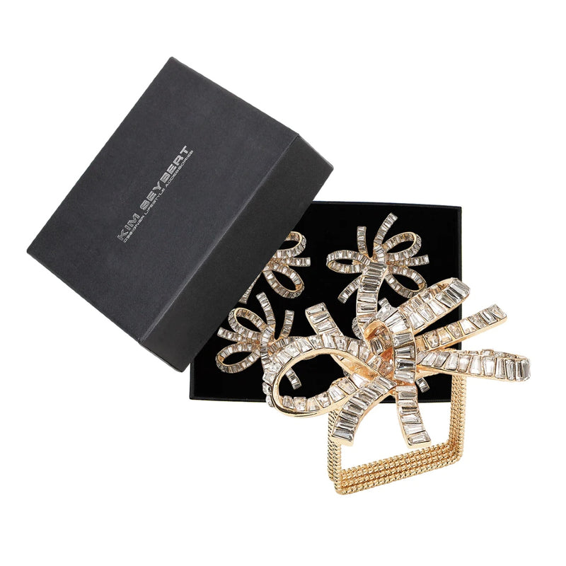 Jeweled Bow Napkin Ring in Gold and Crystal by Kim Seybert | Set of 4 in a Gift Box