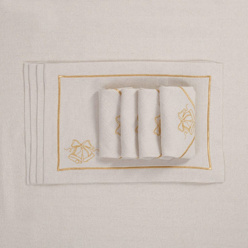 'Jingle Bells Goldenline' placemats by Roseberry Home | Set of 6