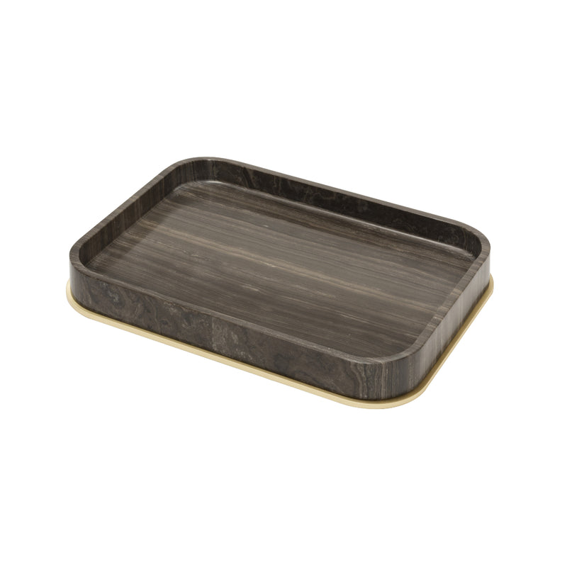 Amiramour Positano Marble Valet Large Tray in Eramosa Brown by Giobagnara 