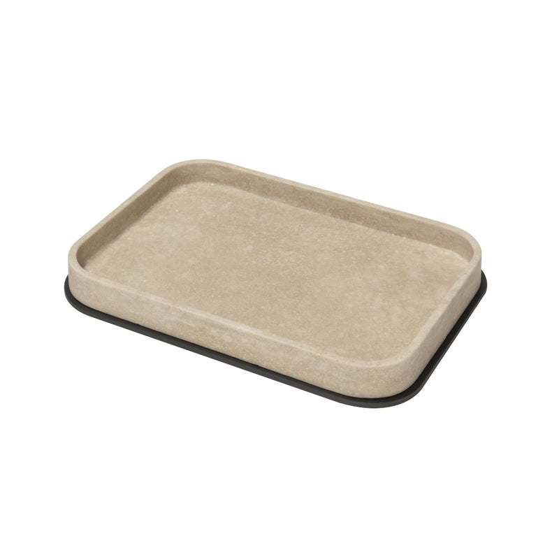 Amiramour Positano Marble Valet Large Tray in Travertino by Giobagnara 