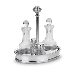 'Le Perle Royale' Silver Plated Oval Cruet Set by Greggio