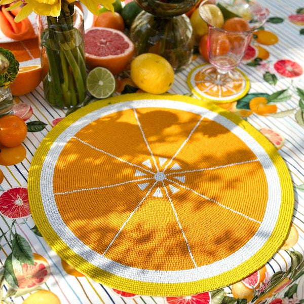'Lemon' Hand Beaded Placemats by Von Gern Home - Set of 4