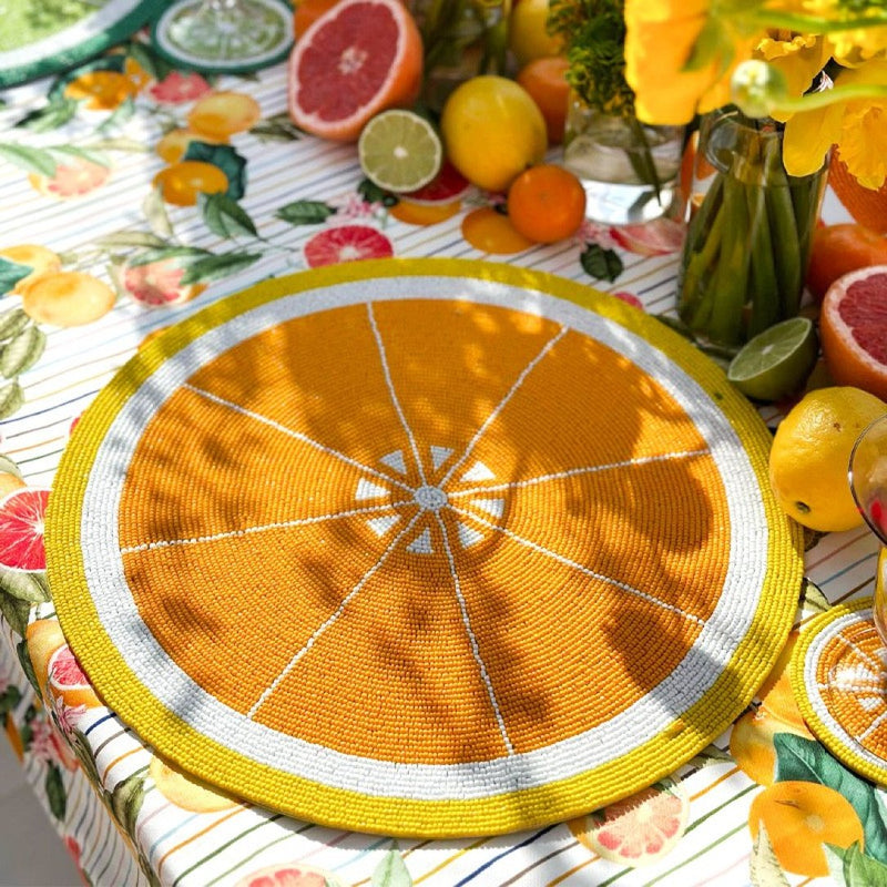 'Lemon' Hand Beaded Placemats by Von Gern Home - Set of 4