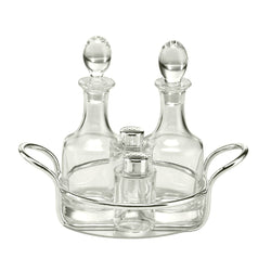 Oval Cruet Set with Salt & Pepper Shakers Silver-Plated