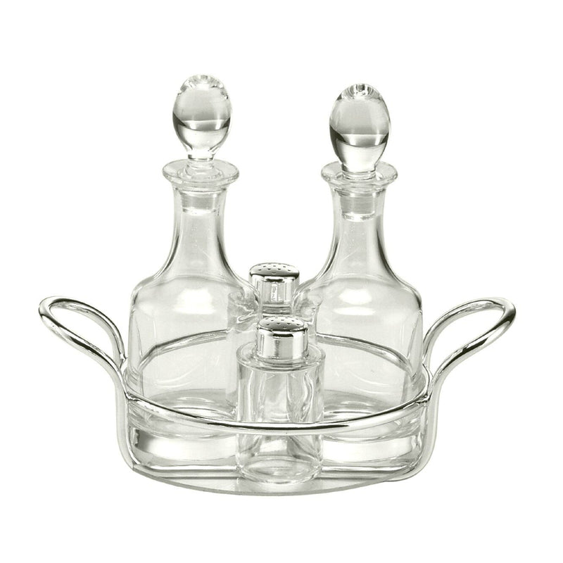 Oval Cruet Set with Salt & Pepper Shakers Silver-Plated