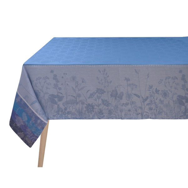'Instant Bucolique' Linen Tablecloth in Blue by Le Jacquard Français