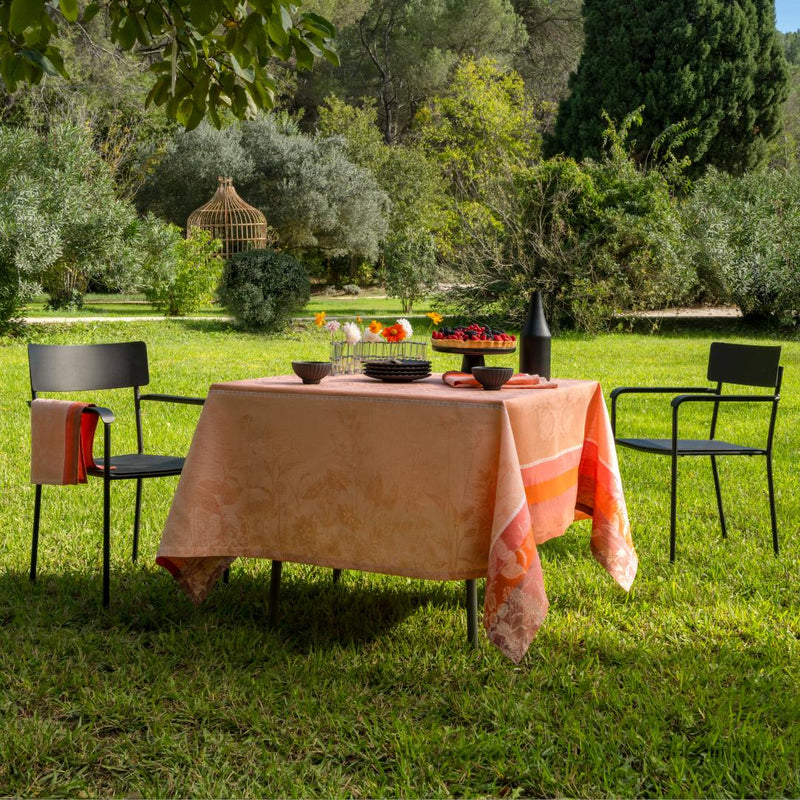 'Instant Bucolique' Linen Tablecloth in Pink by Le Jacquard Français