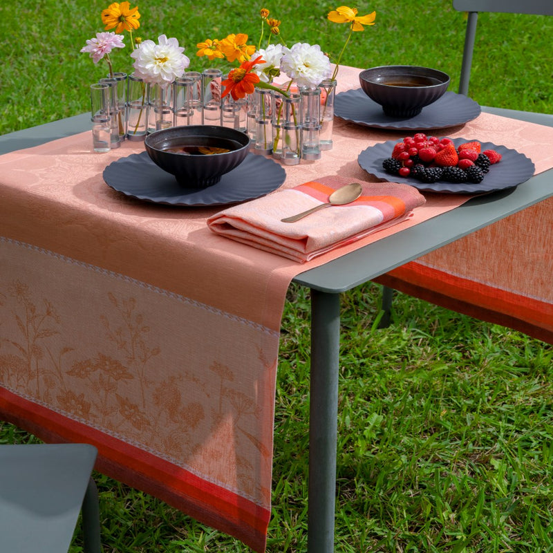 'Instant Bucolique' Linen Tablecloth in Pink by Le Jacquard Français