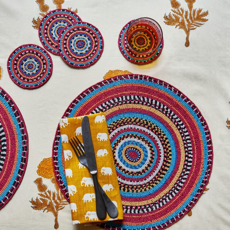 'Maasai' Hand Beaded Placemats by Von Gern Home - Set of 4