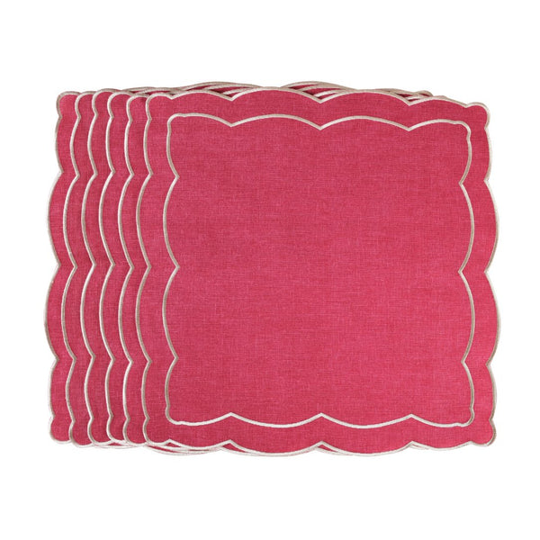'Magenta Onde' Embroidered Napkins by Roseberry Home | Set of 6