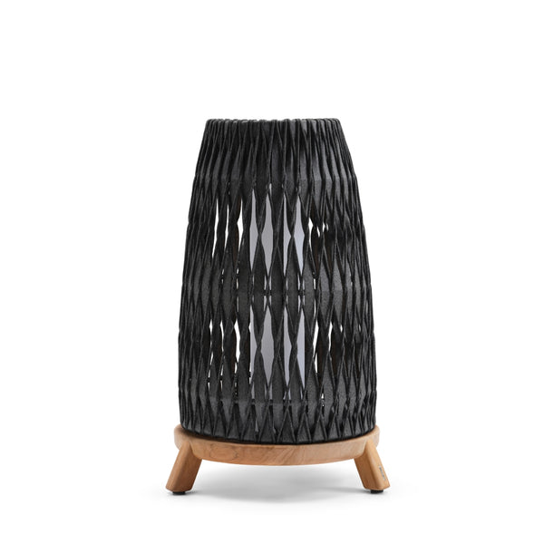 Sandua Rechargeable Electric Flame Outdoor Lantern in Black and Natural by Manutti | Large