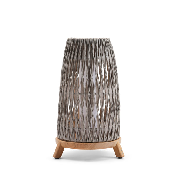 Sandua Rechargeable Electric Flame Outdoor Lantern in Grey and Natural by Manutti | Large