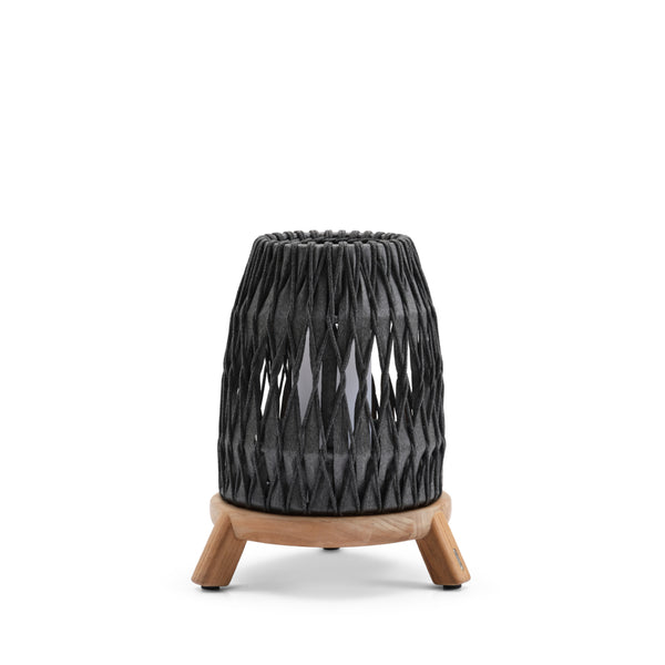 Sandua Rechargeable Electric Flame Outdoor Lantern in Black and Natural by Manutti | Medium