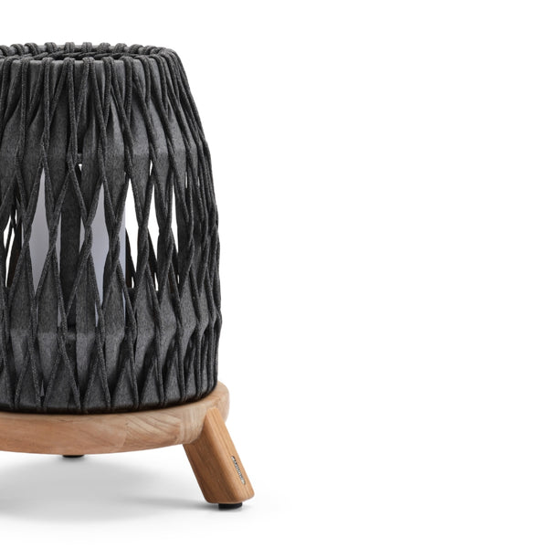 Sandua Rechargeable Electric Flame Outdoor Lantern in Black and Natural by Manutti | Medium