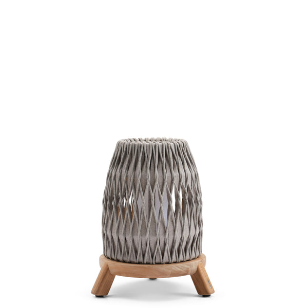 Sandua Rechargeable Electric Flame Outdoor Lantern in Grey and Natural by Manutti | Medium