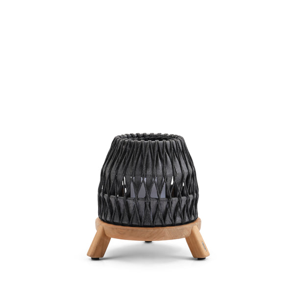 Sandua Rechargeable Electric Flame Outdoor Lantern in Black and Natural by Manutti | Small