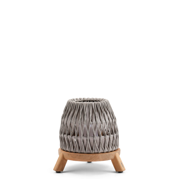 Sandua Rechargeable Electric Flame Outdoor Lantern in Grey and Natural by Manutti | Small