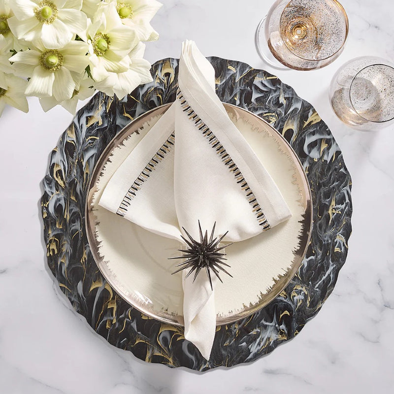 Marbled Placemat in Black, Gold & White by Kim Seybert | Set of 4