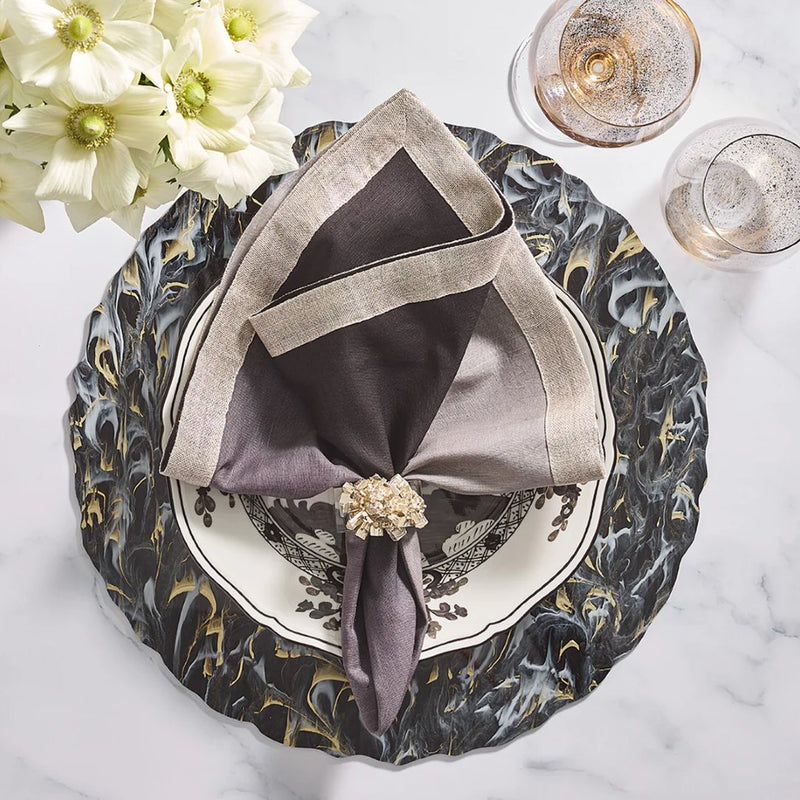 Marbled Placemat in Black, Gold & White by Kim Seybert | Set of 4