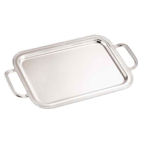 'Medici' Silver Plated Rectangular Tray With Handles by Greggio