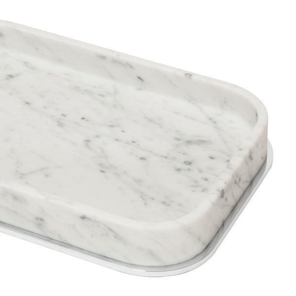 Amiramour Positano Marble Valet Tray in Arabescato White by Giobagnara 