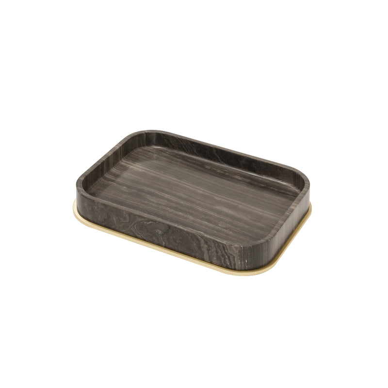 Amiramour Positano Marble Valet Medium Tray in Eramosa Brown by Giobagnara 