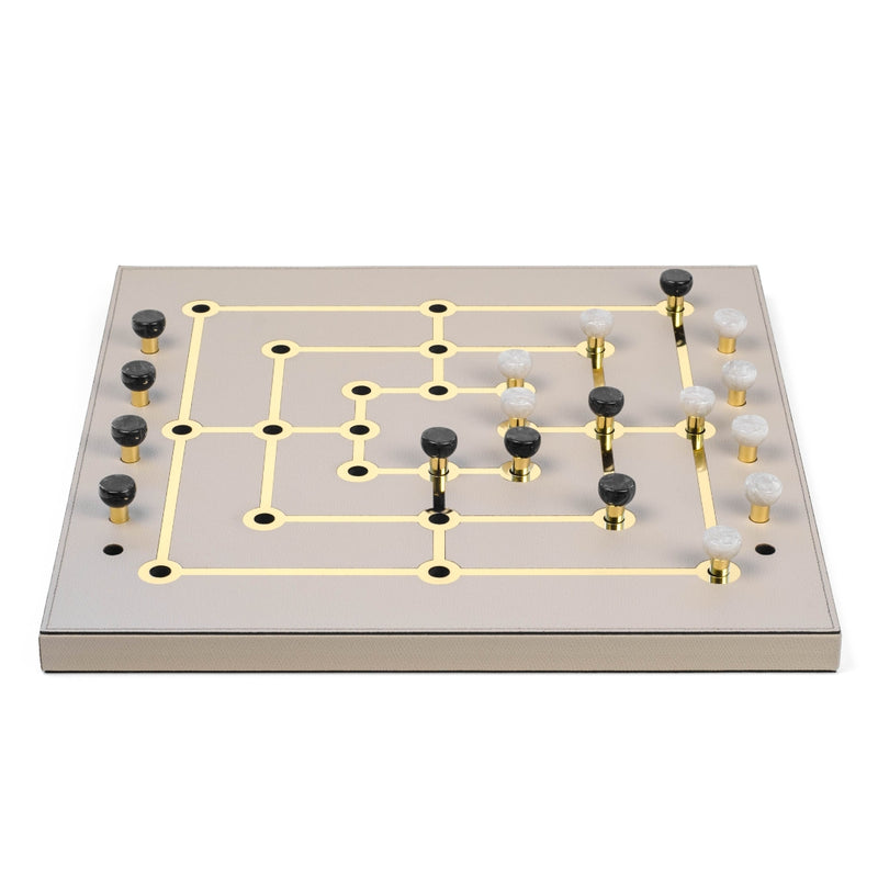 Mill Game Set in Cream Grained Leather by Pinetti
