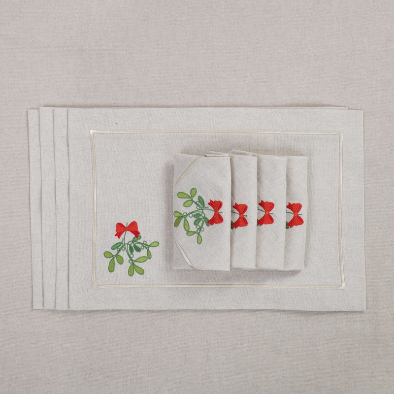 'Mistletoe Mirha' placemats by Roseberry Home | Set of 6