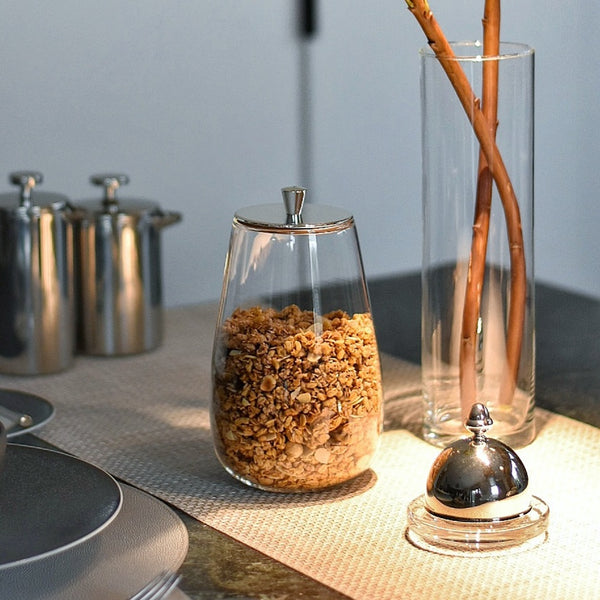 Cereal Muesli Jar with Silver Plated Lid by Greggio