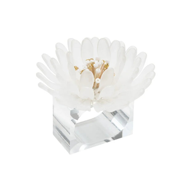 Cosmos Napkin Ring in White & Gold by Kim Seybert | Set of 4 in a Gift Box