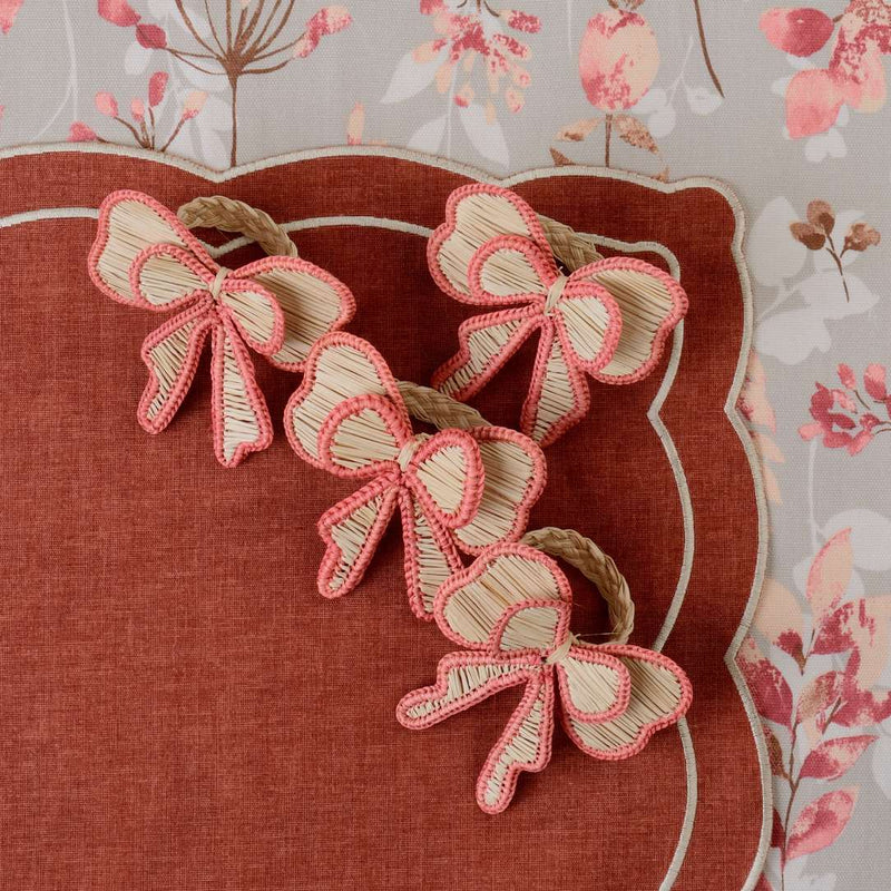'Pink Bows' Napkin Rings by Roseberry Home- set of 6