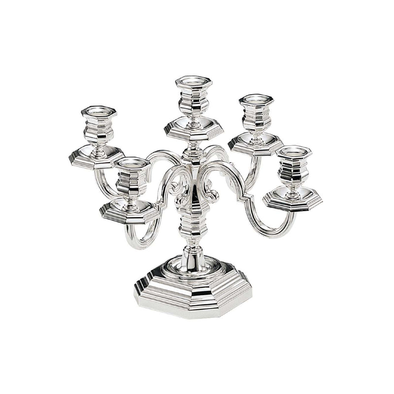 Octagonal Silver Plated Candelabrum With Five Arms by Greggio