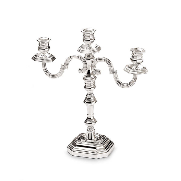 Octagonal Silver Plated Candelabrum With Three Arms by Greggio