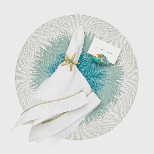 Ombre Beaded Placemat in Turquoise by Joanna Buchanan