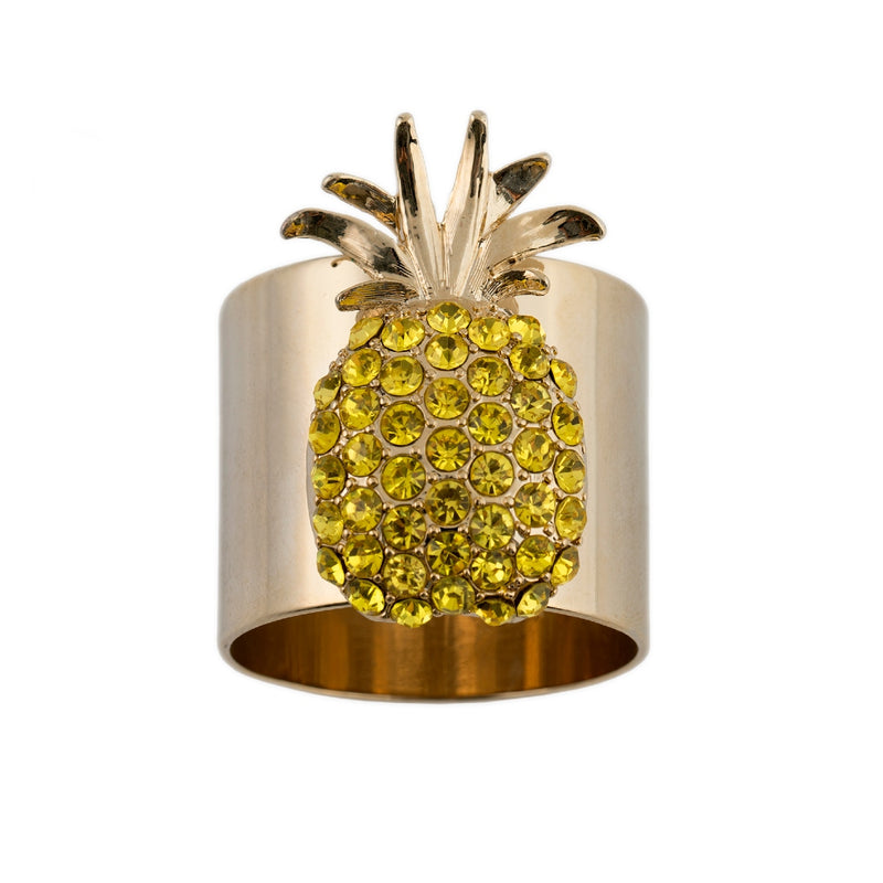 Pineapple Napkin Ring in Gold, Yellow by Joanna Buchanan | Set of 2