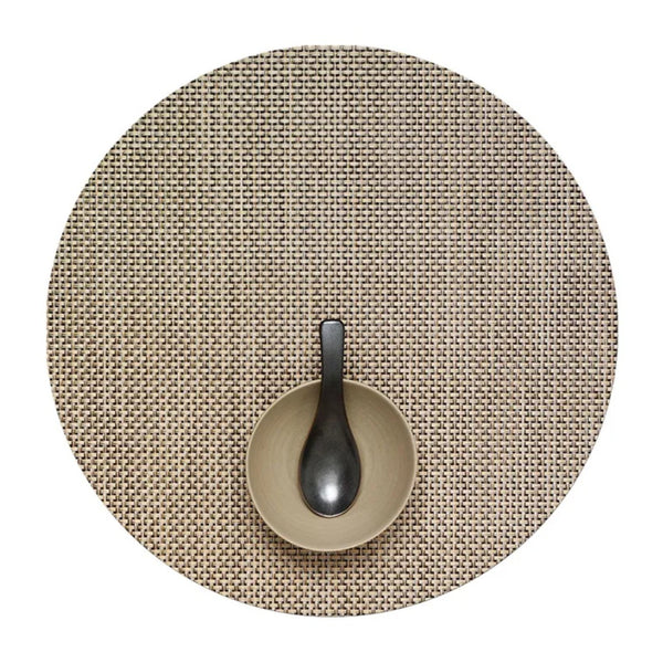 Amiramour Round Placemat Basketweave in Latte by Chilewich 