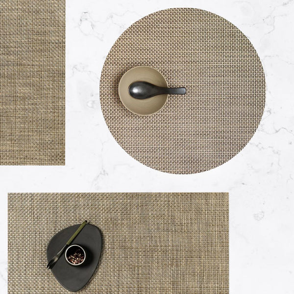Amiramour Round Placemat Basketweave in Latte by Chilewich 2