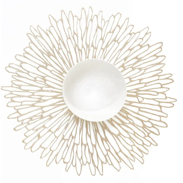 Amiramour  Round Vinyl Placemat Bloom in Champagne by Chilewich 